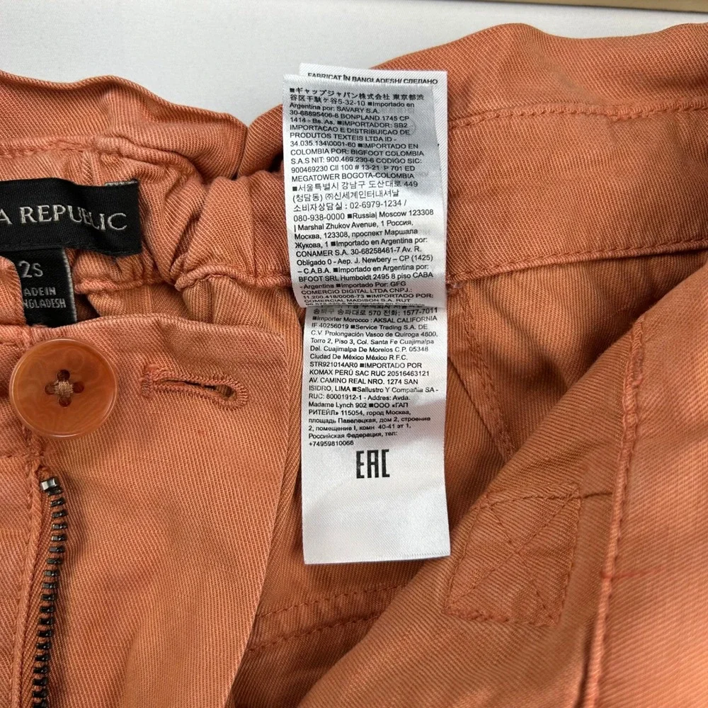 Banana Republic Tie Waist Slim Pants Pink Sand Dune Lyocell Linen 2S